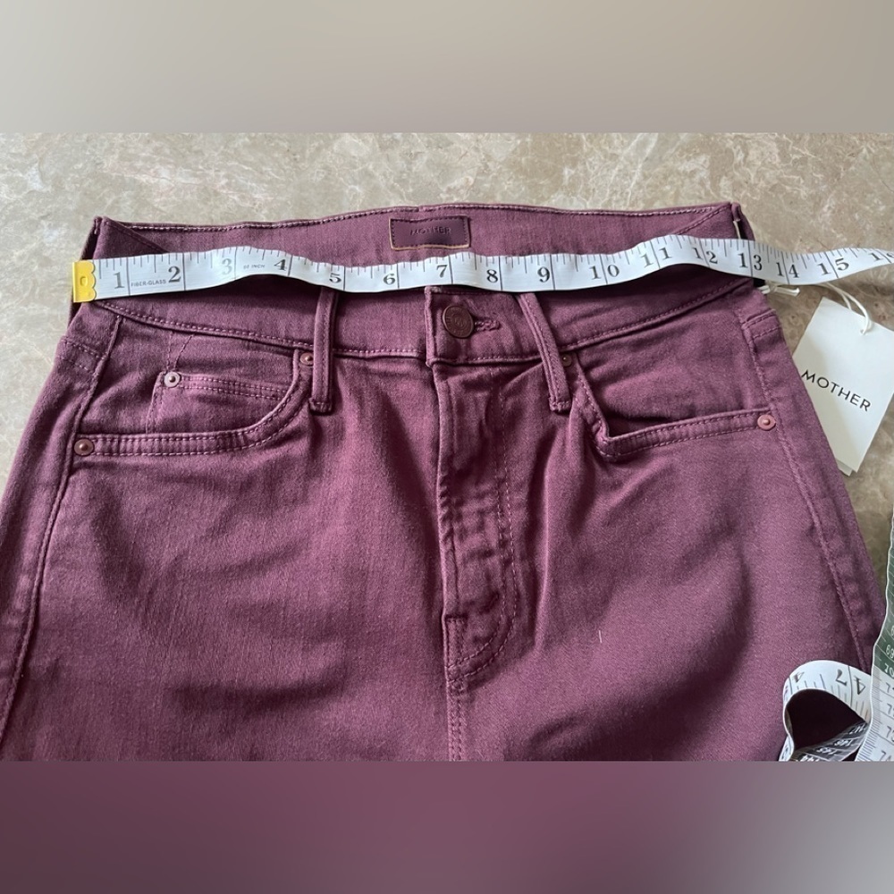 MOTHER Straight Leg Jeans in Burgundy - Picture 9 of 14